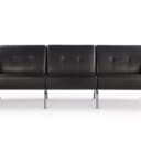 Johannes Foersom & Peter Hjort-Lorenzen. Three-seater sofa, black leather, model EJ 60/3