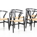 Hans J. Wegner. Fem Y-stole, model CH24, med ny flet. (5)