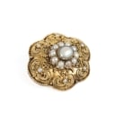 Victoriansk perlebroche af 14 kt. guld og sølv. Ca. 1850-1870.