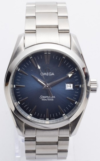 Omega Seamaster Aqua Terra 150. Herreur af stål Ø med blå urskive 37 mm