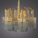 Gaetano Sciolari. Italian 9-arm chandelier from the 70s made of glass and brass