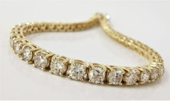 Tennisarmband aus 14 kt. Gelbgold mit Diamanten 8.70 ct. River/VVS