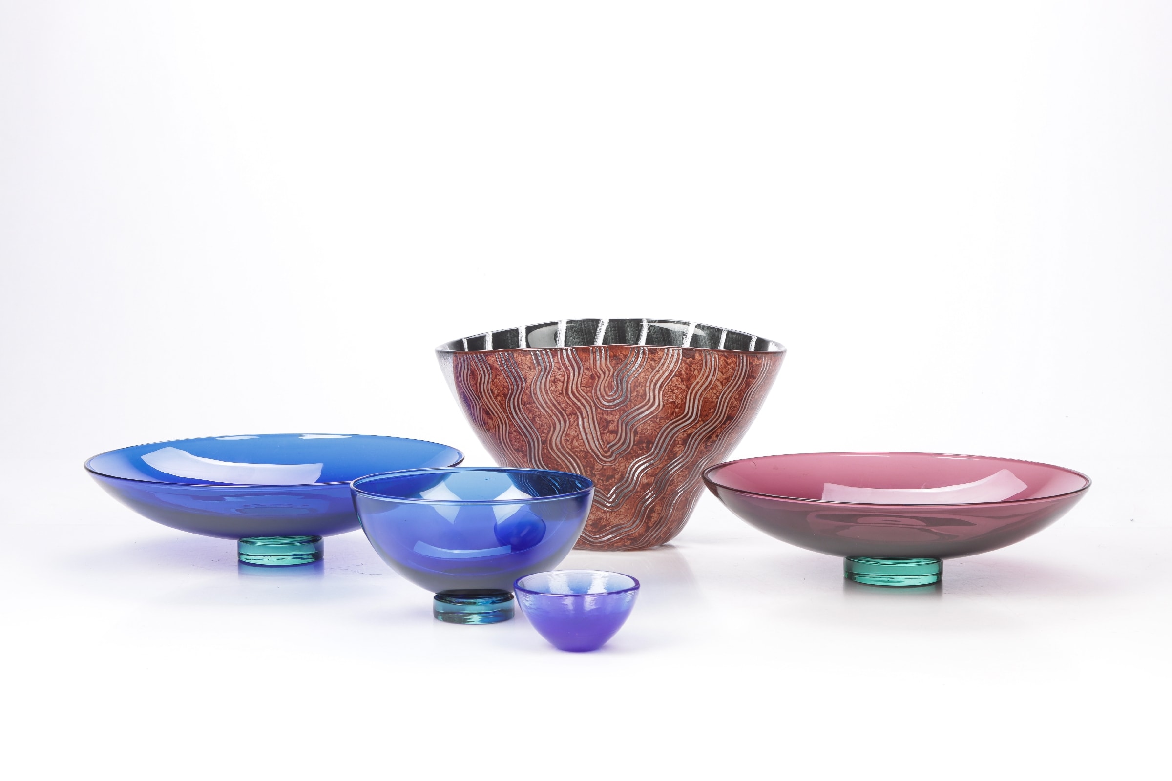 Anja Kjær for Holmegaard / Royal Copenhagen. Kosta Boda etc. Collection Glass bowls. (5)
