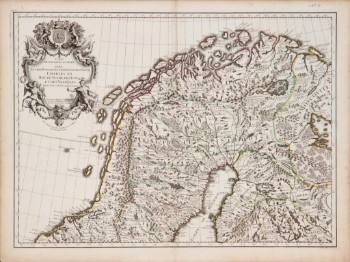 Guillaume Delisle. Kort over det nordlige Skandinavien, Carte des Courones du Nord, 1706