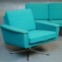Sofa og 2 hvilestole med turkis uld, ca. 1960'erne (3) 