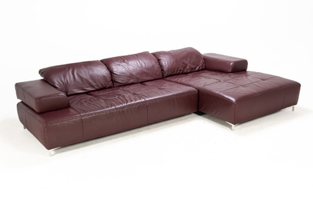 Ewald Schillig: Dyb lounge sofa betrukket med bordeaux læder