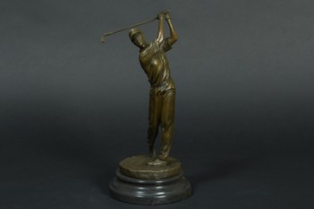 Bronzeskulptur, golfspiller