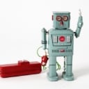 Ha Ha Toy. Robot Piston Action. Batteridrevet Robot samt Lantern Robot og 4 stk. Japanske Robot Låg / topemballage og 3 Danske Filmprogrammer (9)