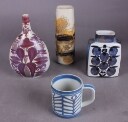 Aluminia og Kgl. Porcelæn. Vaser og krus (4)
