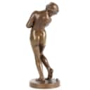 Hans N. Jørgensen. Girl and mouse. Sculpture of patinated bronze (cd)