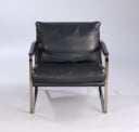 Preben Fabricius. Armchair, model 710, Conversation Chair in black leather