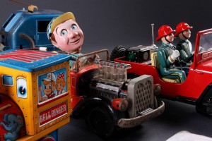motor tage Absolut 7 dele ældre blik legetøj, 1940-1950. (7) - Lauritz.com