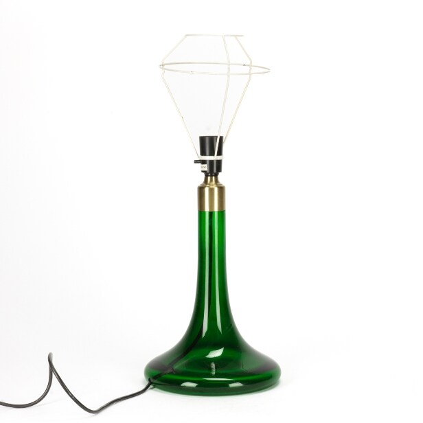 Poul Christiansen for Holmegaard / Le Klint. Green glass table lamp, model 363