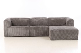 Living&more. 3 - pers. sofa med chaiselong - Karl - Grå (3)