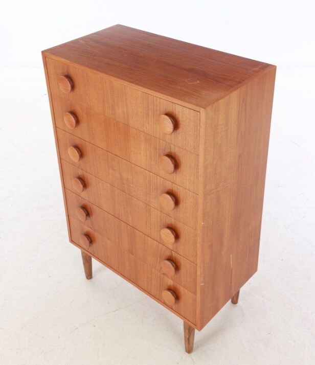 Kommode af teak med 6 skuffer, 1960'erne