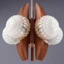 Electrofem Isz. Pendant from the 60s made of glass and teak wood