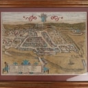 Prospectus of Kolding with Koldinghus. Original colored copper engraving.
