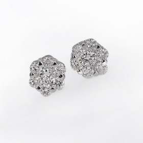 A pair of brilliant rose earrings in 18 kt. white gold, 0.49 ct. (2)