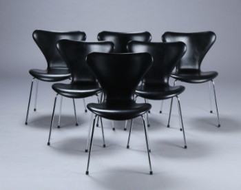 6 stk 3107 stole med sort læder (6)
