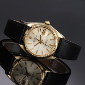 Rolex 'Date'. Men's watch in 14 kt. gold with silver-colored dial, approx. 1968