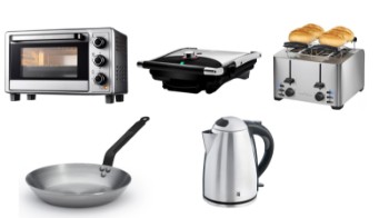 Køkkenredskaber, miniovn, bordgrill, toaster, pande, elkedel (5)