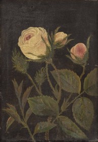 Unknown artist. 19. Year Painting with pink roses.