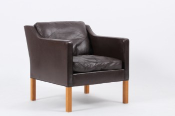 Børge Mogensen. Lænestol, original læder, model 2421