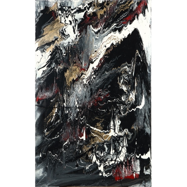 Per Lysholm, abstract composition, acrylic on canvas 160x100 cm.