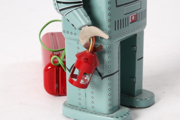Ha Ha Toy. Robot Piston Action. Batteridrevet Robot samt Lantern Robot og 4 stk. Japanske Robot Låg / topemballage og 3 Danske Filmprogrammer (9)