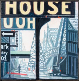 Søren Elgaard. 'House', parti fra New York, olie på lærred