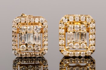 Par diamant ørestikker af 14 kt guld, 0.45 ct (2)