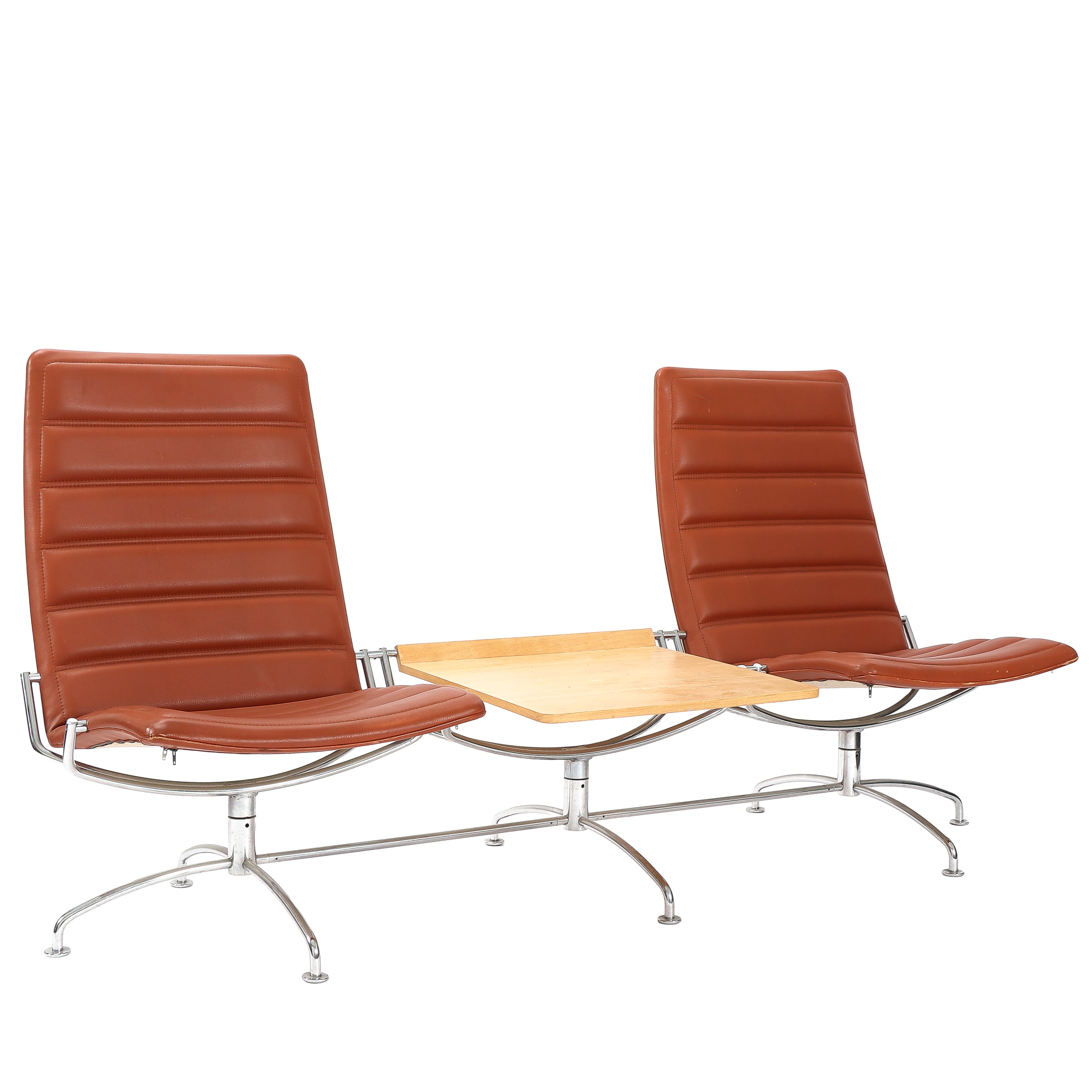 Jens Amundsen. 'Airport sofa' 3 seater upholstered in brown leather