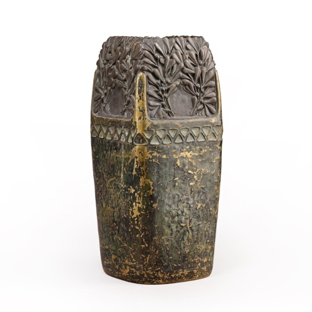 Gustav Gurschner for K.K. Kunst-Erzgießerei, Vienna. Jugend bronze vase, o. 1906