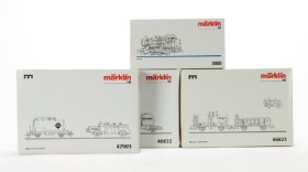 Märklin 3000+47903+46823+46622 HO: Steam locomotive BR 89, Fuel car set, Wood Spirits carburetor and Silo container cars (4)