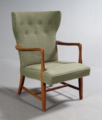 Dansk møbelproducent. Lænestol / øreklapstol, 1940/1950erne