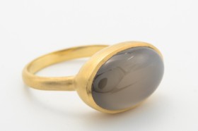 Kranz & Ziegler Couture ring with moonstone, 14 kt. gold, size 56