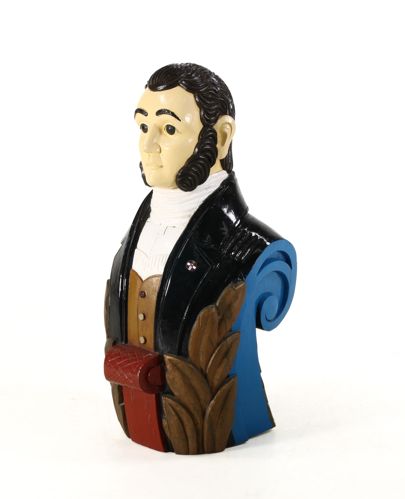 Figurehead of carved, painted wood. 1900s.