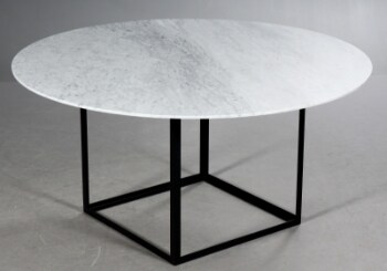 Søren Juul for dk3. Cirkulært spisebord, model Jewel, hvid marmor, Ø. 160 cm.