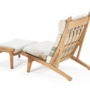 Hans J. Wegner: Højrygget lænestol, model GE-375 samt skammel (2)