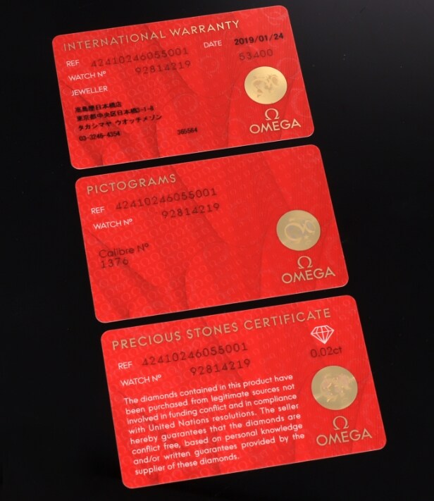 Omega 'De Ville Prestige'. Dameur i stål med brillantbesat perlemorsskive - boks + cert. 2019