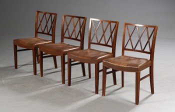 Slagelse Møbelfabrik. Fire spisestole, palisander (4)