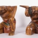 Pair of carved Balinese wooden figures (2)