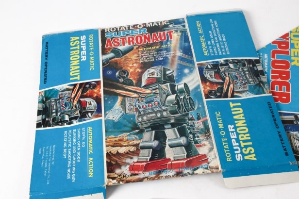 Ha Ha Toy. Robot Piston Action. Batteridrevet Robot samt Lantern Robot og 4 stk. Japanske Robot Låg / topemballage og 3 Danske Filmprogrammer (9)