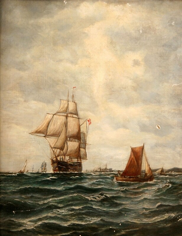 Ubekendt kunstner. Olie på lærred, marin, 18-1900-tallet Denne auktion er annulleret - se nu vare #950816