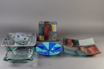 Diverse kunstglas og keramik (5)