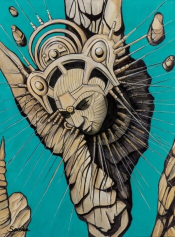 Sacedon, komposition, akryl på lærred