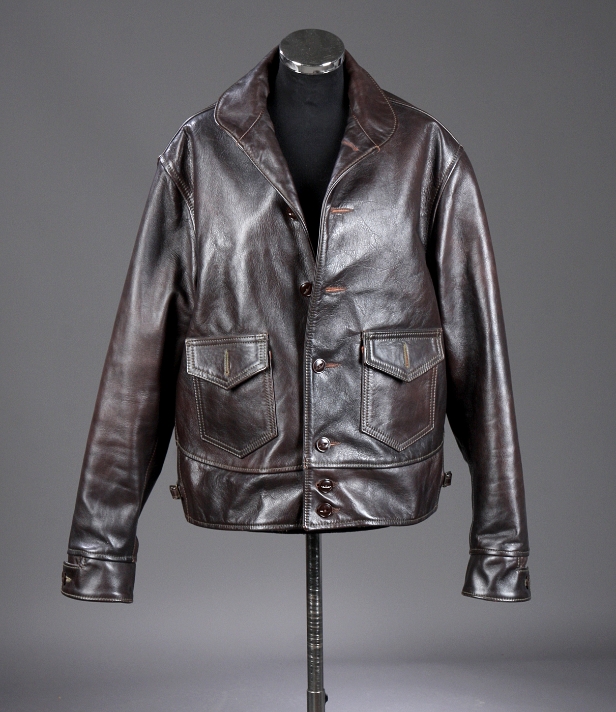 Aero Leather Co., Scotland. Herrejakke af brunt læder model 'Aeromarine', str. 44