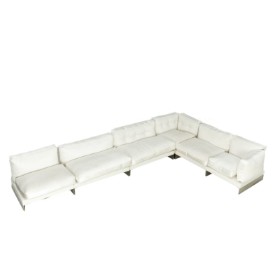 Modular sofa, upholstered in white upholstery fabric (6)