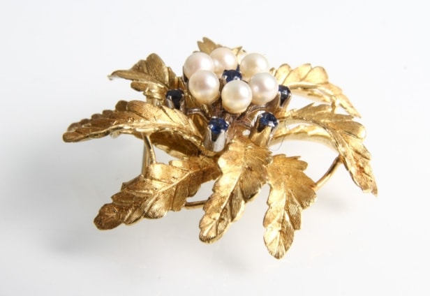 Blomsterbroche, 18 kt. guld