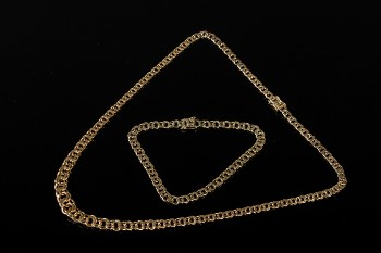 Armlænke og halskæde Bismark mønster 14 kt. guld 19.2 gr. (2)